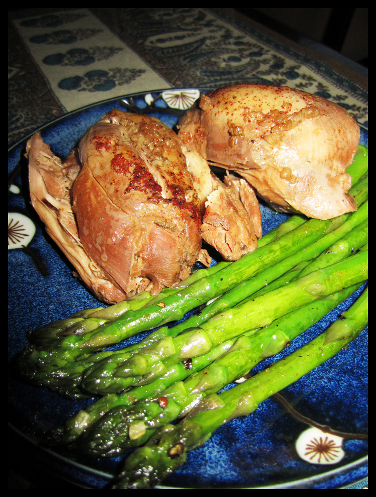 Chicken Adobo with asparagus