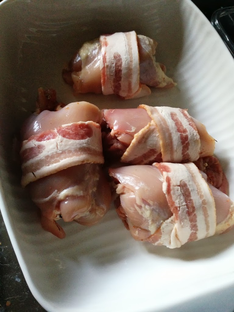 Raw Bacon Wrapped Chicken Stuffed with Jalapeno and Cream Cheese