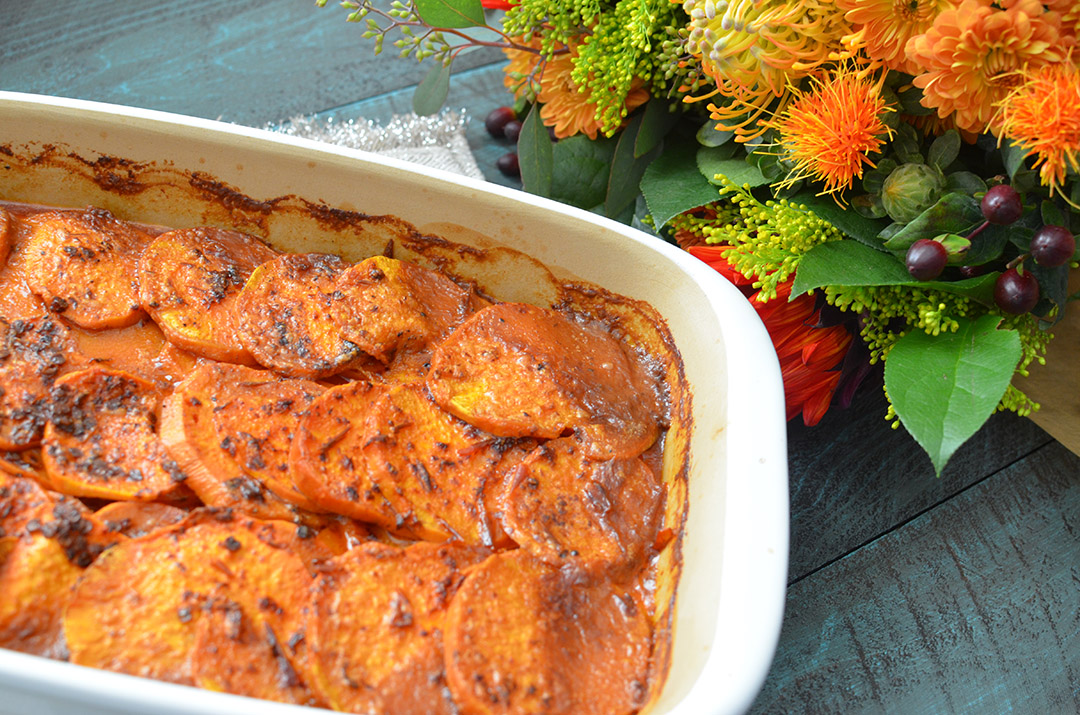 Spicy Scalloped Yams! Perfect for those who don't like the sweet ones served on Thanksgiving!