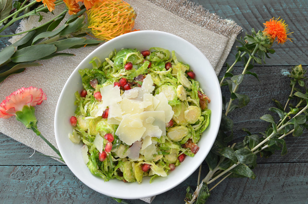 Brussels Sprout Salad with Parmesan and Pomegranate