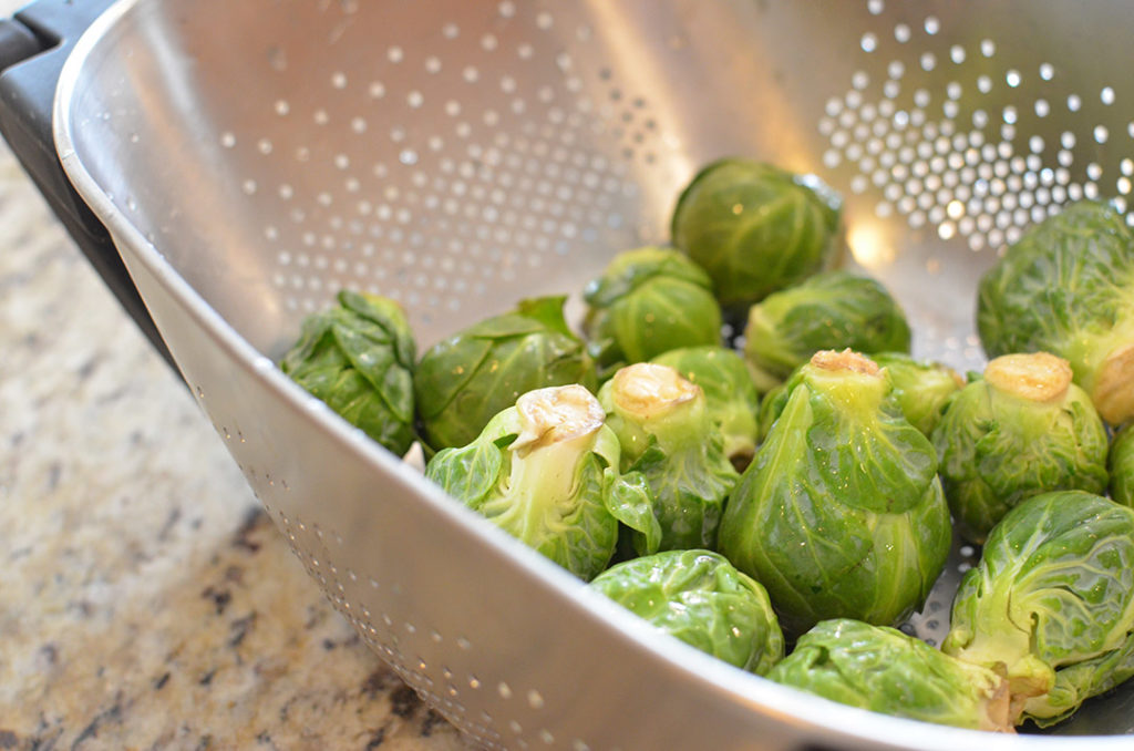 Brussels Sprouts in strainer 
