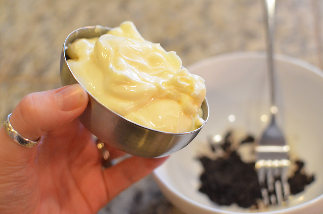 Add a half a cup of homemade or store-bought mayo and mix. Add a little salt if you like.