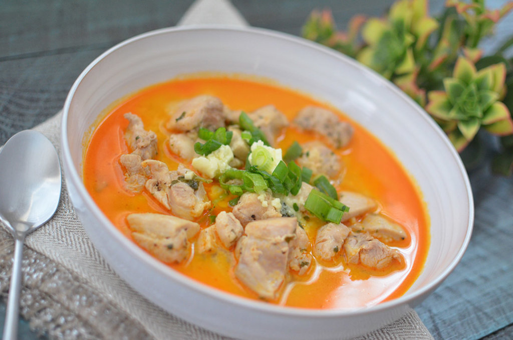 Spicy buffalo chicken soup! Perfect for a rainy day or just about whenever!