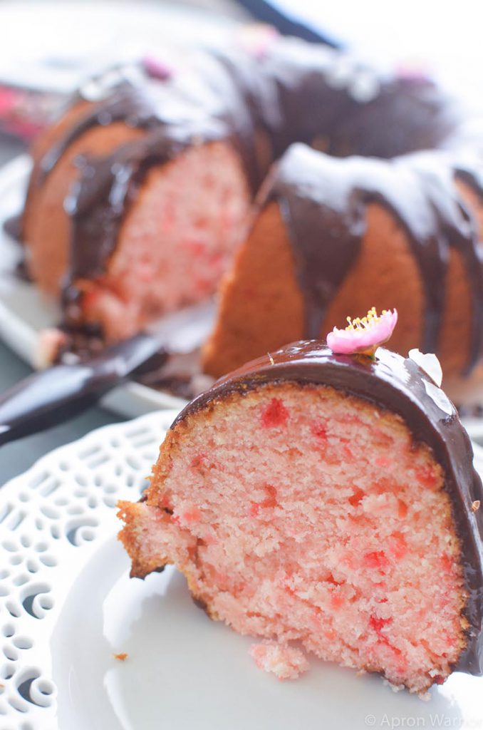 Cherry Cordial Bundt Cake is a delightful take on the rich chocolate candy. Full of bursts of cherry and covered in a chocolate ganache, this will become a family favorite!