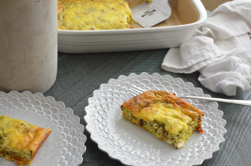 Delicious Pesto frittata that is quick to make and a crowd pleaser!